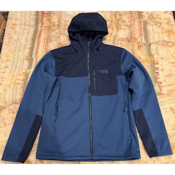 The North Face Mens Apex Risor Hooded Jacket Navy Blue Zip Pockets Outdoor M